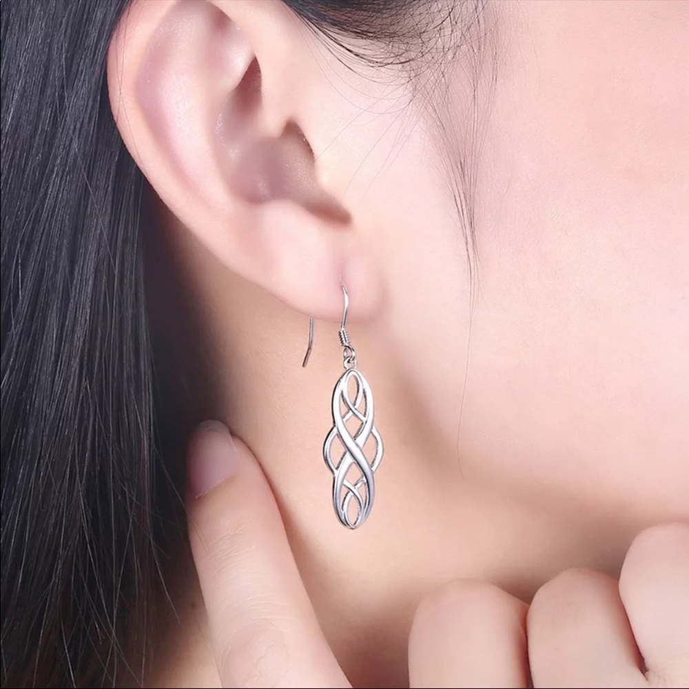 Sterling Silver Infinity Earrings - Picture 2 of 3
